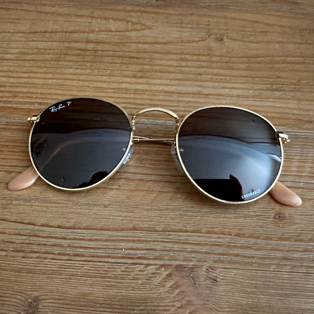 Like New! Custom Gold Round Metal Ray-Bans - Polarized!